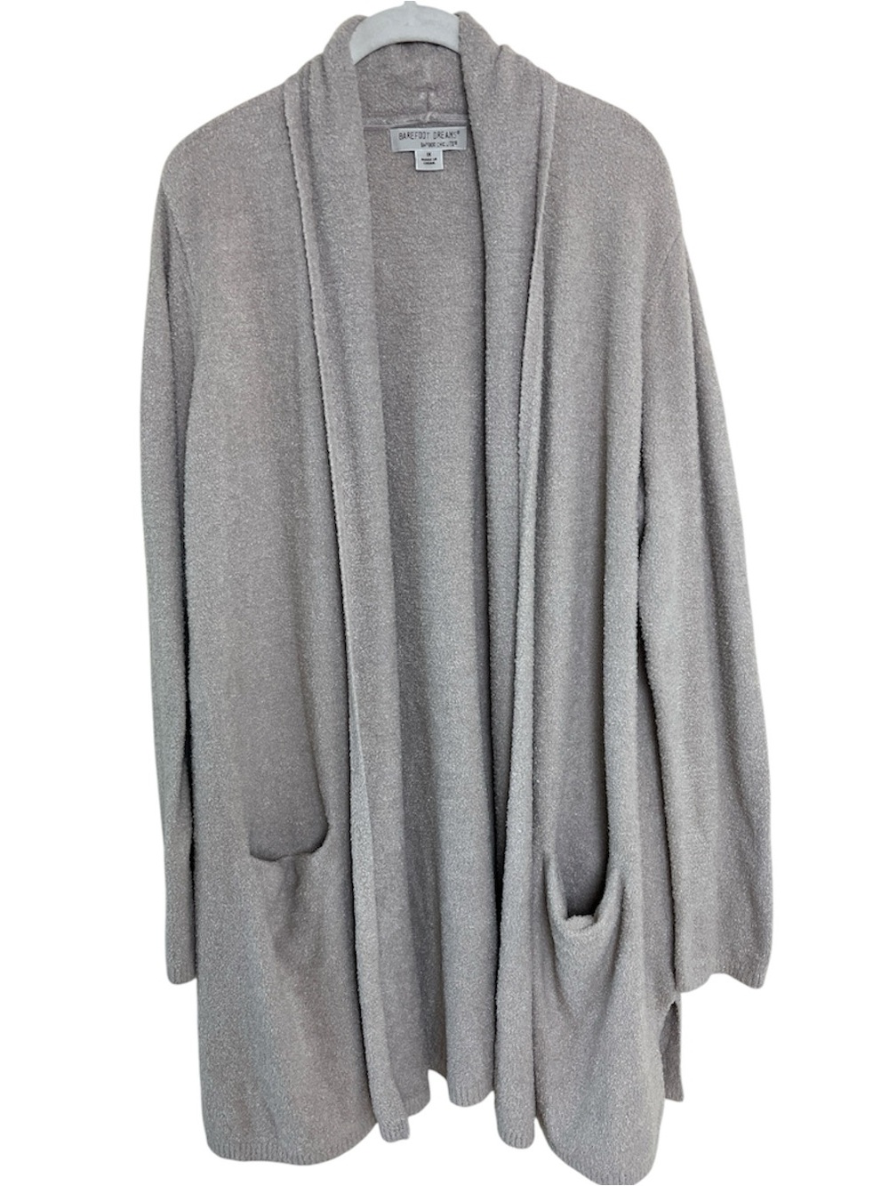 Barefoot Dreams Bamboo Chic Lite Taupe Knit Cardigan Sweater Plus Size 1X